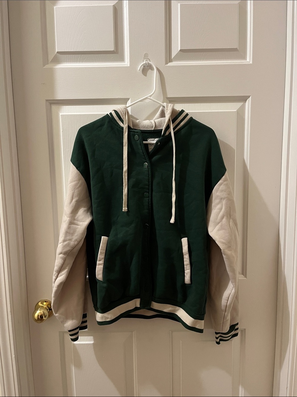 Green Letterman Style Hoodie | Large